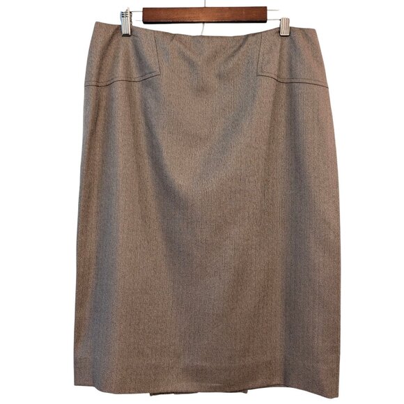 Carlisle Womens NWT Size 12 Tan Brown Herringbone Silk Wool Career Pencil Skirt - Picture 2 of 11